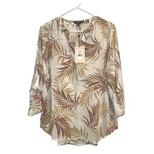 NYDJ 3/5 sleeve Henley blouse color meadow pal size Large NWT